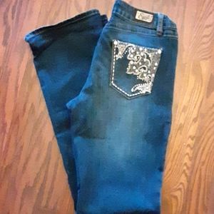 Earl Jeans rhinestone embellished stretch bootcut classic 5 pocket style 9 EUC…